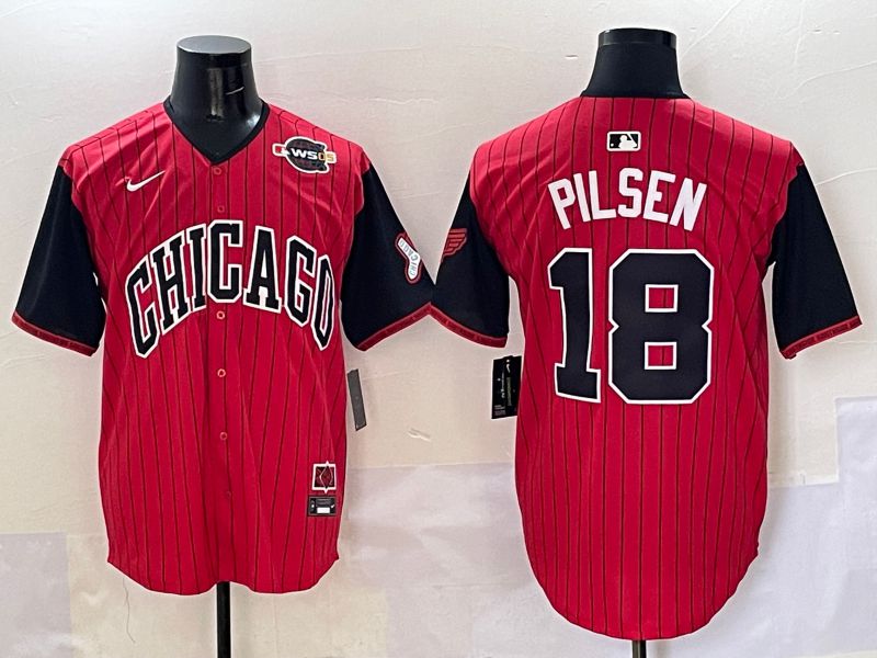 Men Chicago White Sox 18 Pilsen Red Stripe Joint Name Nike 2025 MLB Jersey style 25